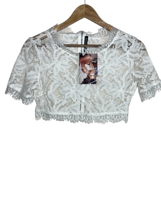 naked wardrobe Tops - NWT Naked Wardrobe White Romantic Lace Statement Scalloped Hem Cropped Top S